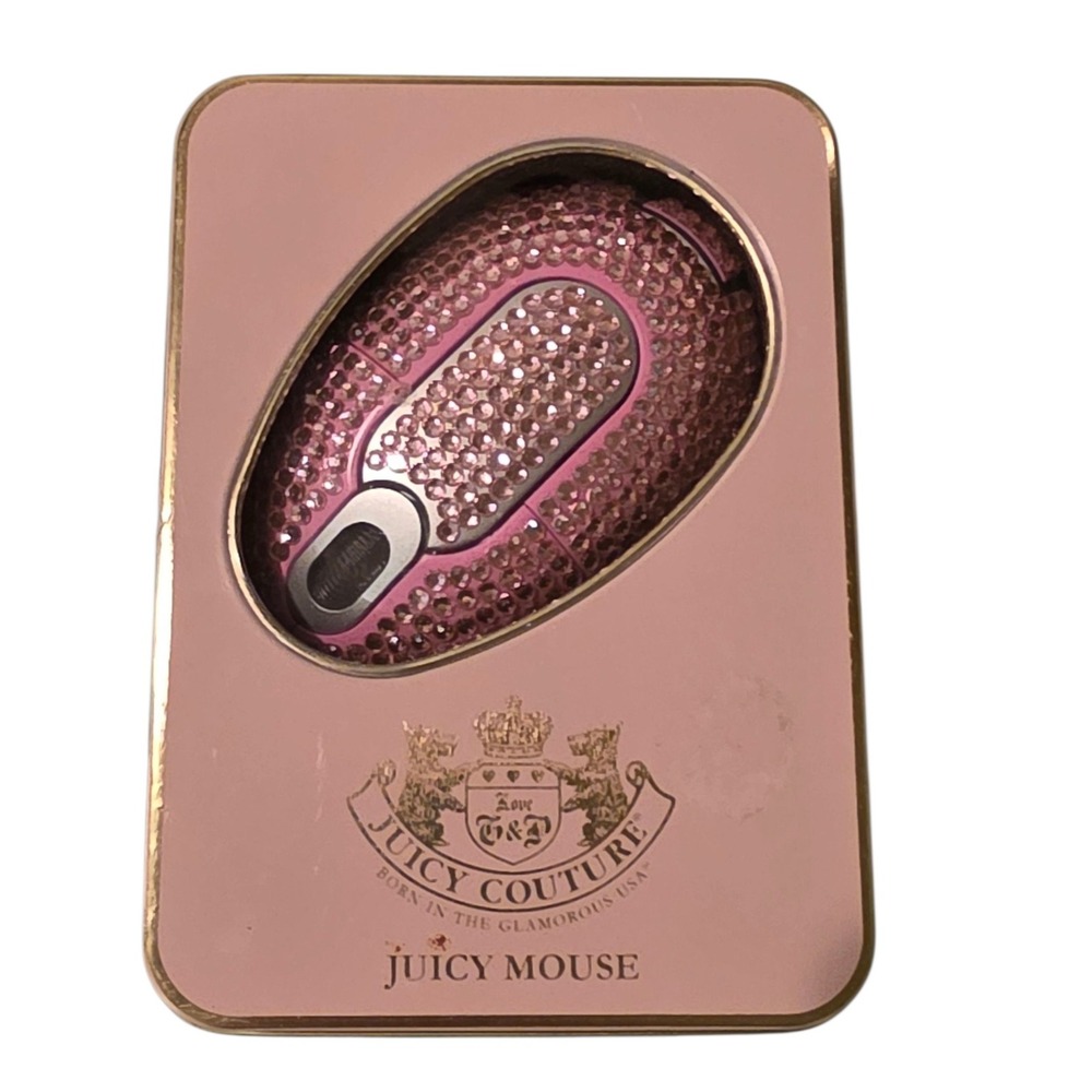 Juicy Couture Pink Rhinestone Wireless Optical Bling Computer Mouse Y2K Rare